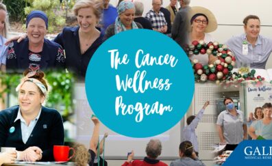 collage of images from the Cancer Wellness Program with a blue circle in the middle saying 'Cancer Wellness Program"